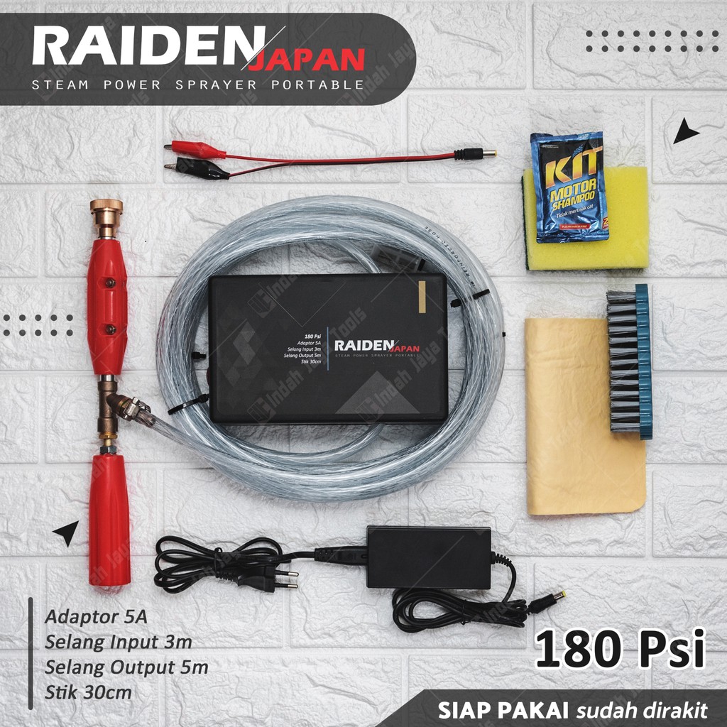 SCBR Mesin Cuci Motor Mini Portable RAIDEN JAPAN - Alat Cuci AC Steam Power Sprayer Cuci Mobil Mini