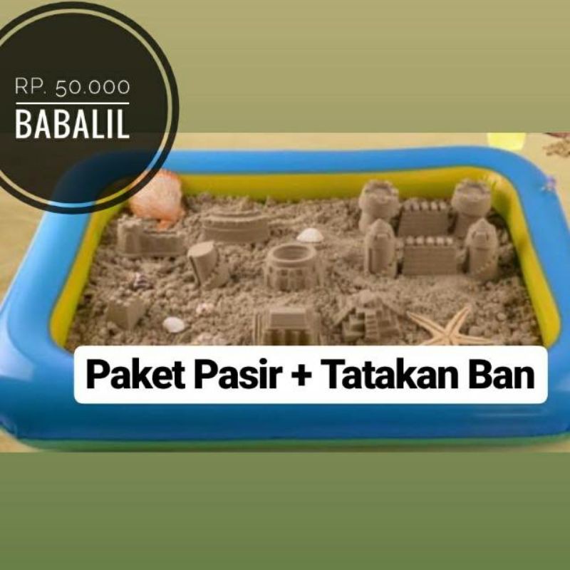 Paket pasir Ajaib dan tatakan ban /mainan edukasi anak slime kiloan grosir