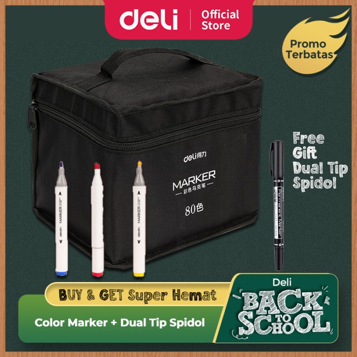 

(BISA COD) Deli Color Marker With Bag Spidol Warna Dengan Tas 30/40/60/80C 70807 - 30 WARNA