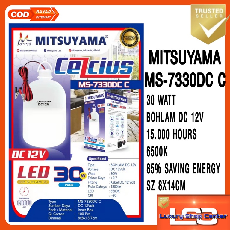 Bohlam Lampu DC 12V Jepit AKI 50 Watt Mitsuyama Celcius MS-7330DC C / MS-7350DC C