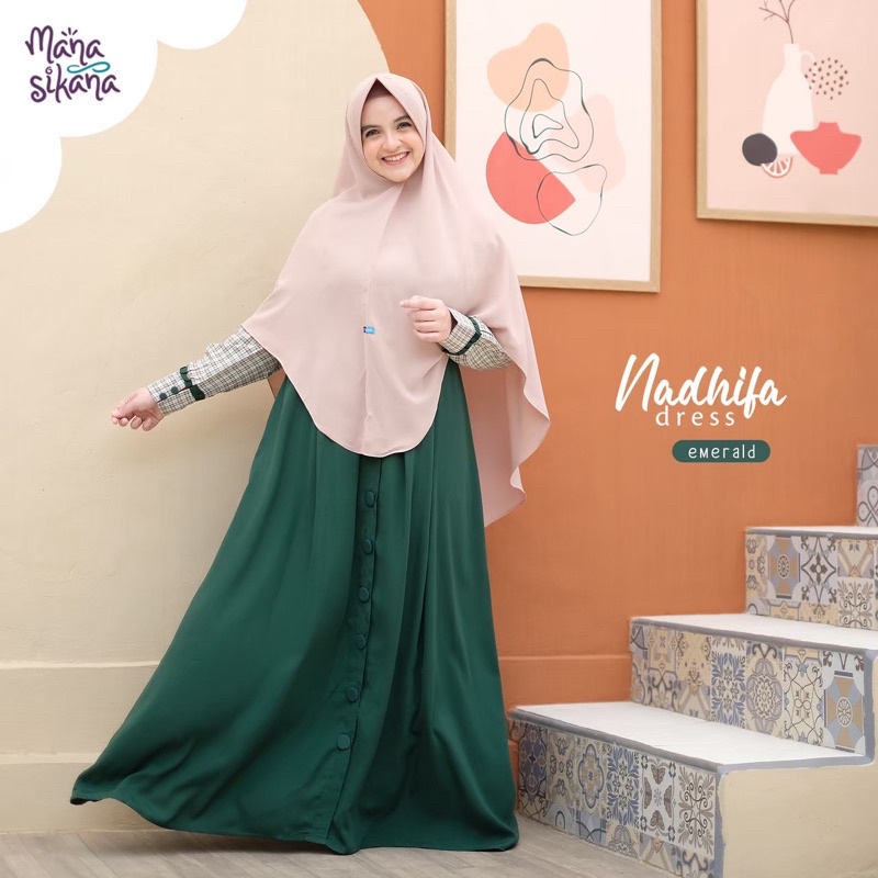 MANASIKANA CLEARANCE SALE Nadhifa Dress Gamis Polos Kombinasi (Tanpa Jilbab)