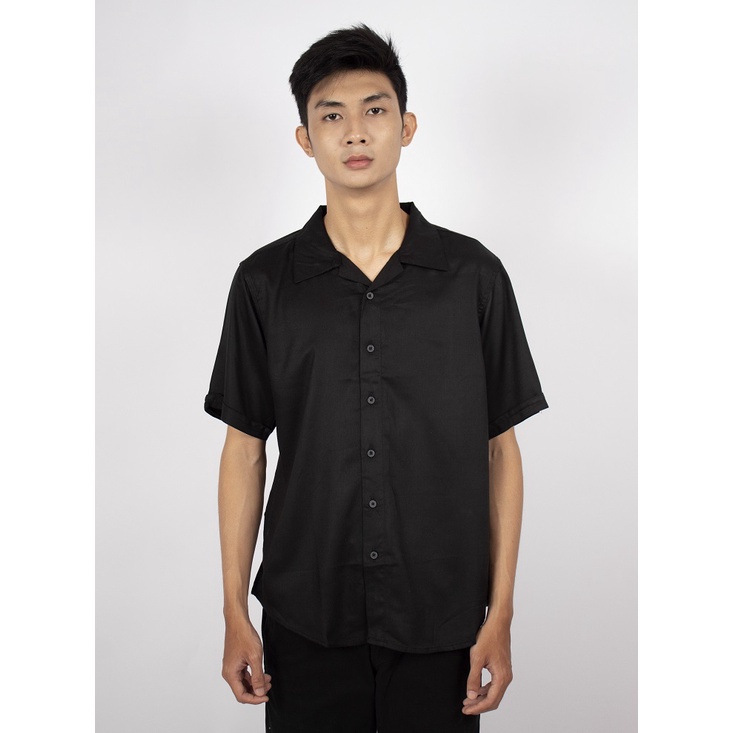 FORTGLASS Gremy Kemeja Polos Premium Pria Lengan Pendek Kasual Rayon Twill