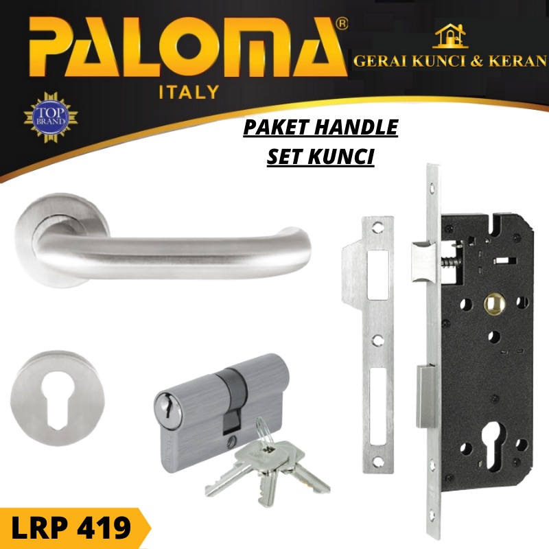 KUNCI SET PLUS HANDLE PINTU PALOMA LRP 419 Handle Mortise Cylinder Lock Gagang Pintu