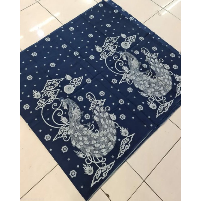 TERLARIS!!! ORIGINAL KAIN BATIK LAWEYAN SOLO BURUNG MERAK AWAN BIRU NAVY KODE 463