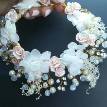 flower crown headpiece bunga wedding crown hijab / non hijab 08