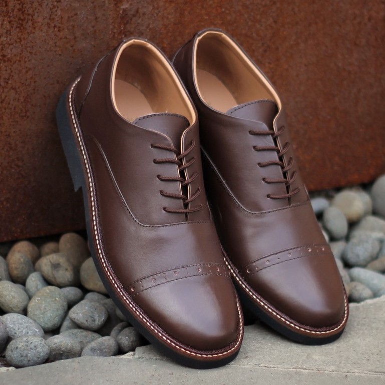 Jazz 0.2 Brown | Sepatu Kulit Vintage Klasik Pria Cowok Derby Formal Original Footwear | FORIND Reyl