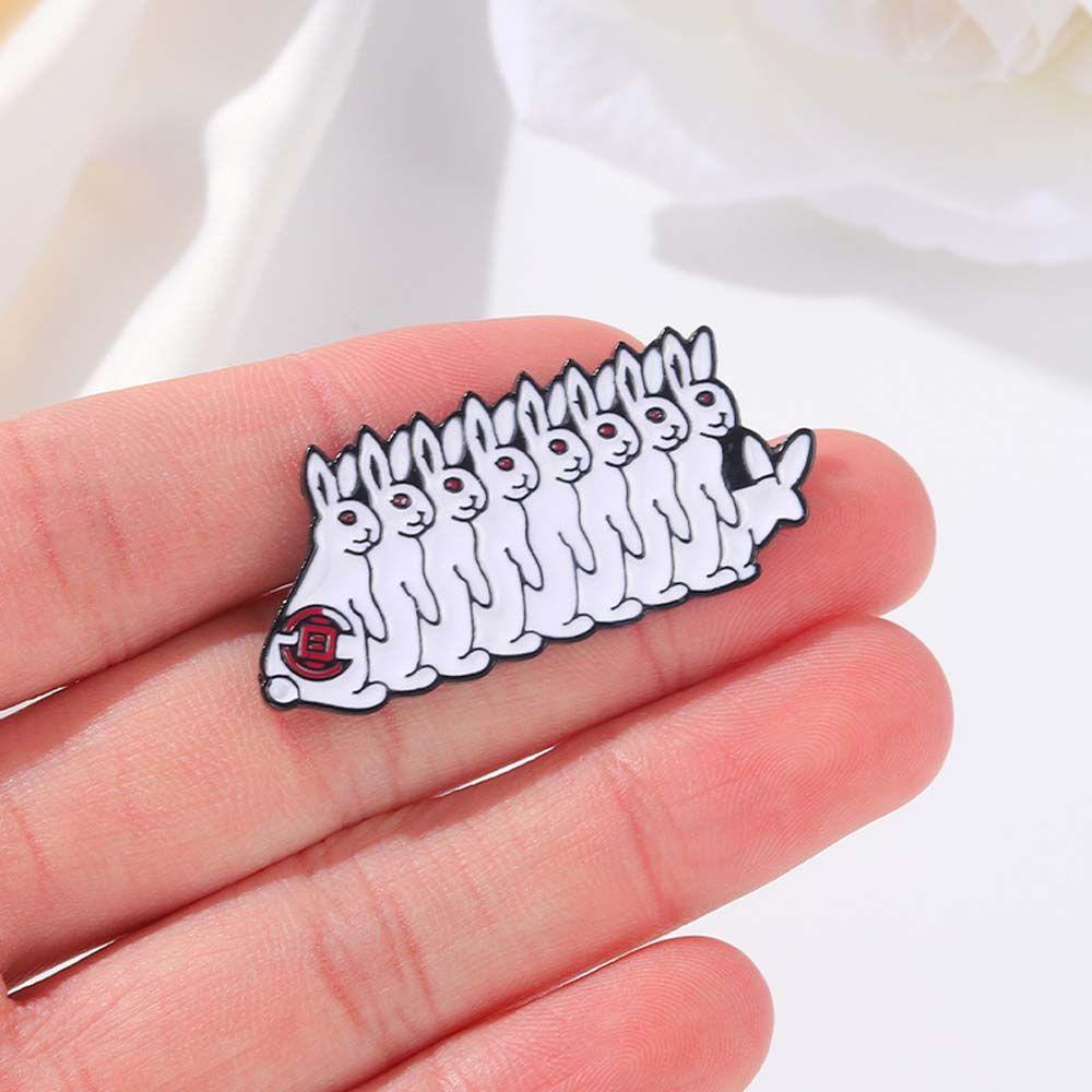 Mxbeauty Bros Kelinci Hadiah Lucu Untuk Aksesoris Perhiasan Anak-Anak Line Up Evil Rabbit White Rabbit Lapel Pin Enamel Pin