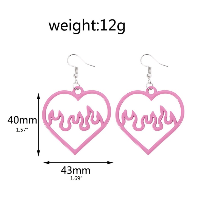 Siy Anting Tusuk Gantung Bahan Akrilik Desain Hati Warna Hitampink Gaya Punk Untuk Wanita