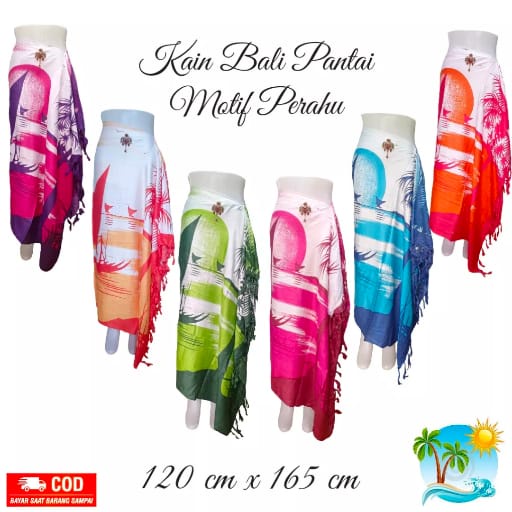 Kain Bali/Sarung Pantai/Selimut Pantai/Selendang Bali/Pashmina/Syal/Background foto/Hiasan Dinding/Dress/Tirai-Gorden/Motif Pantai Kapal