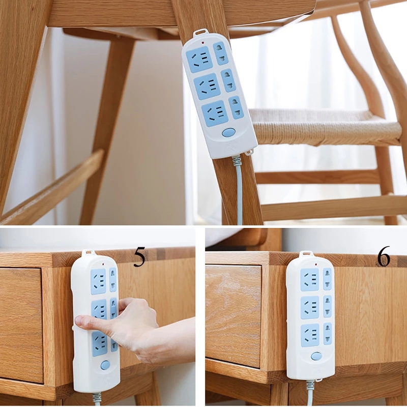 2pcs / Set Holder Power Strip Dengan Perekat Model Gantung Dinding