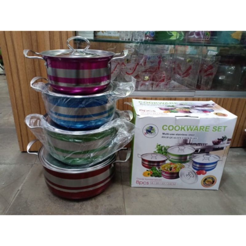 panci set warna warni 4 pcs-high pot tutup kaca