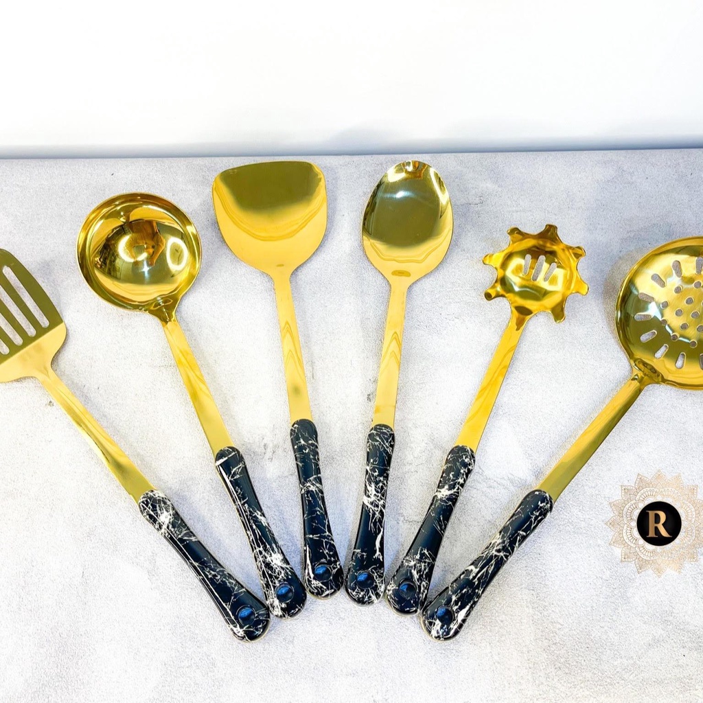 SPATULA MASAK GOLD SET 7 IN 1/SPATULA EMAS MEWAH