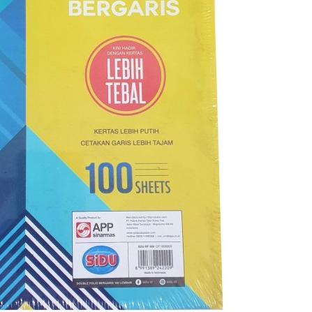 

✴ Kertas Double Folio/F4 Bergaris Sinar Dunia/Sidu 100 Sheets/Lembar ❇