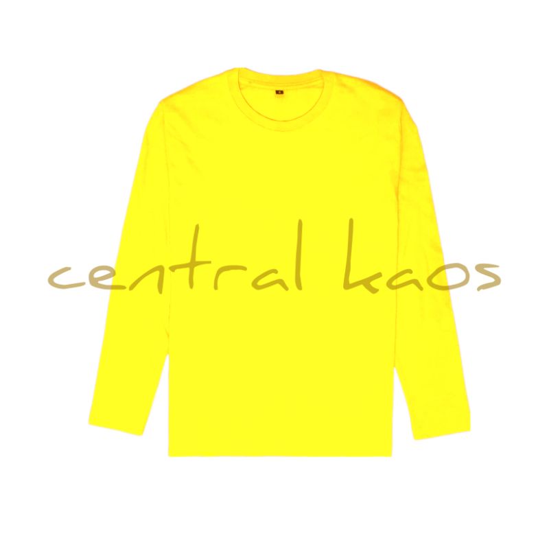 KAOS POLOS lengan panjang / Baju POLOS lengan panjang / long Sleeve T Shirt  KUNING KENARI Cotton Co