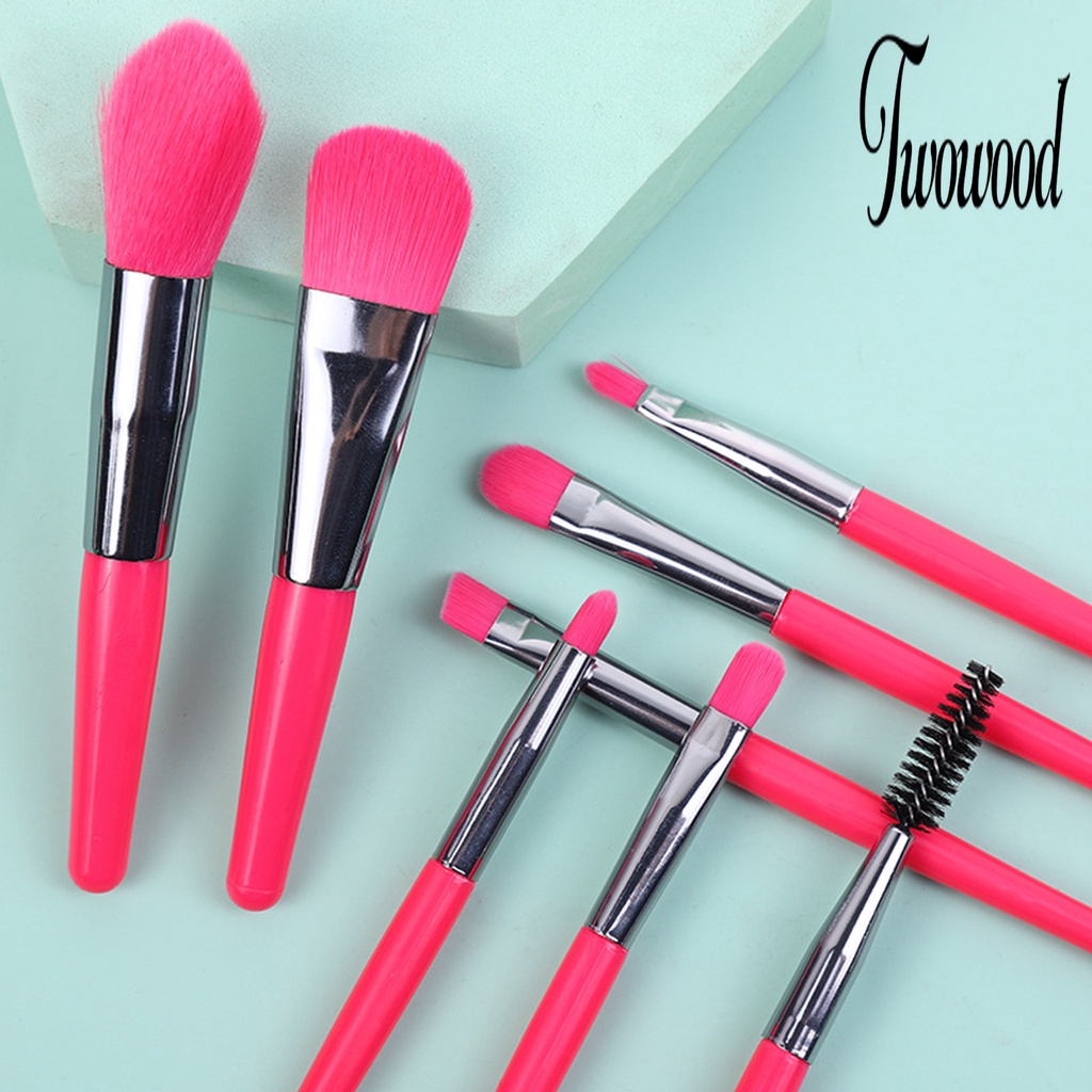 8pcs / Set Brush Makeup Foundation Portable Bahan Plastik Lembut Tahan Lama Untuk Pemula