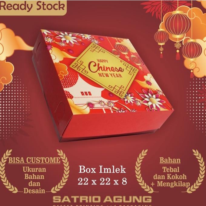 

BISA COD Box Imlek/Dus CNY/Hampers Sincia/Box Kue/Dus Packaging 22 x 22 x 8 TERBARU Kode 1200