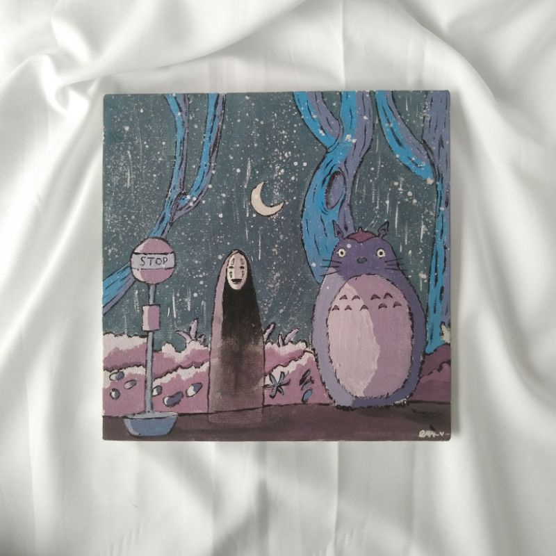 

No face x Totoro | A spirited away | My Neighbor Totoro | Canvas Painting handmade 20 x 20