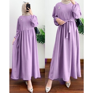 Orimoza Maxi Dress Wanita Rayon Crinkle Busui-BIVAN CRINKLE LILAC