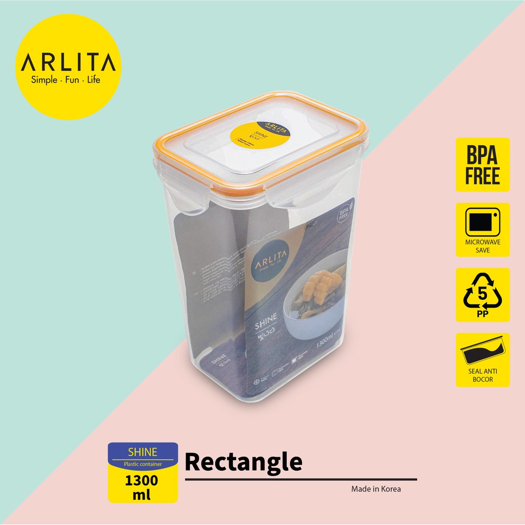 ARLITA Shine Plastic Container Wadah Penyimpanan Plastik 1300ml