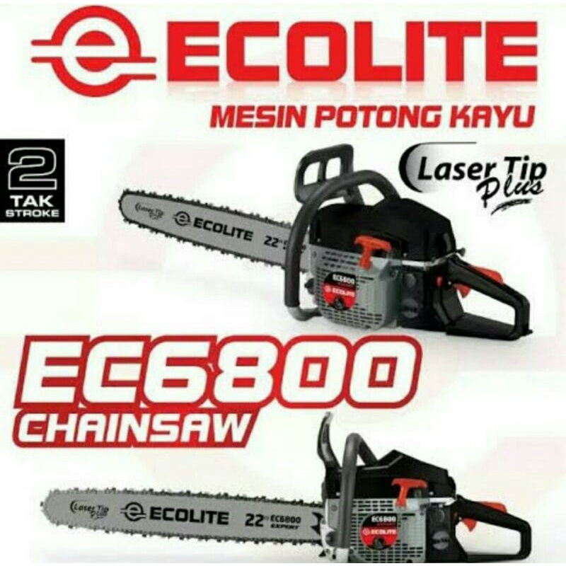 mesin potong kayu ecolite ec6800 chain saw gergaji kayu ecolite 22 inchi