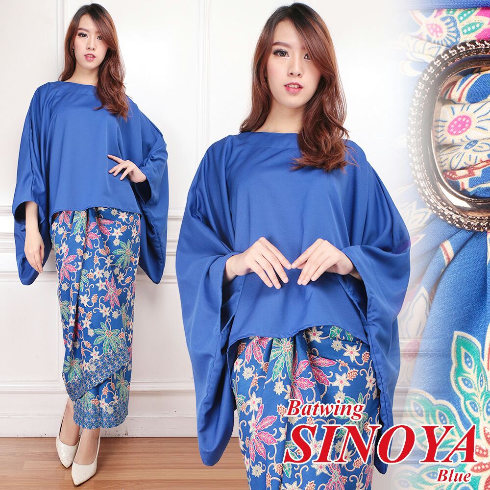 [Set Kebaya Sinoya Varian Warna TL] Setelan Kebaya Wanita Balotelly Biru/Hitam/Maroon