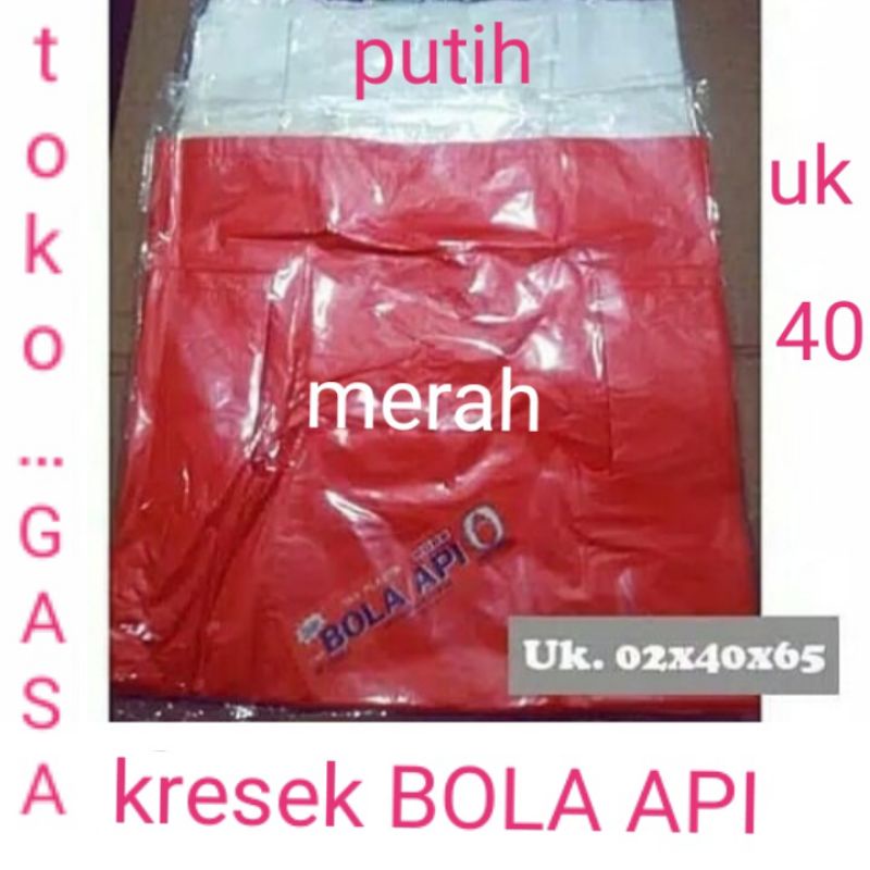 TAS KRESEK bola api uk 40 / KANTONG PLASTIK KRESEK LAUNDRY CAP BOLA API ukuran 40 merah/putih Tas kr