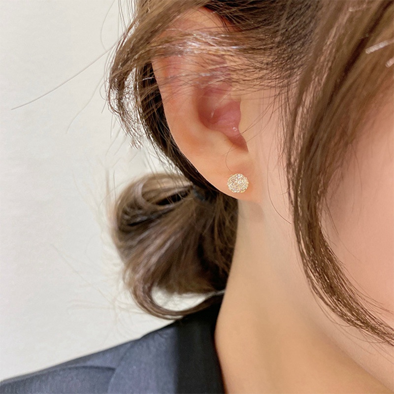 Fancyqube Anting Tusuk Gantung Desain Bola Hollow Hias Berlian Zircon Gaya Simple Untuk Wanita