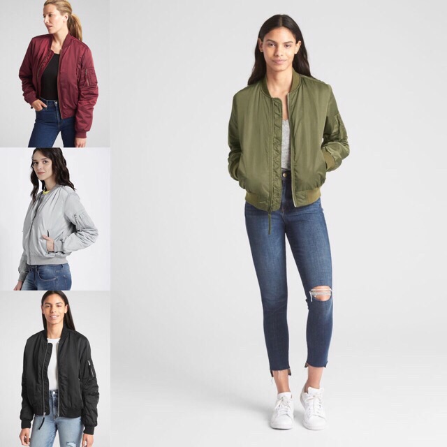 GAP Boomber Jacket Maroon Black Army Silver (Bomber Jaket GAP)