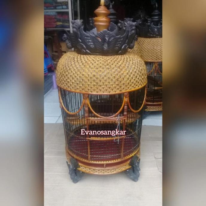 kandang burung perkutut (mahkota rotan anyaman vernis)
