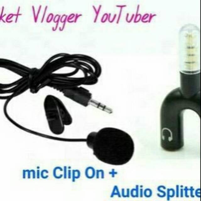 PAKET Microphone Clip On + Audio Splitter murah dan berkualitas