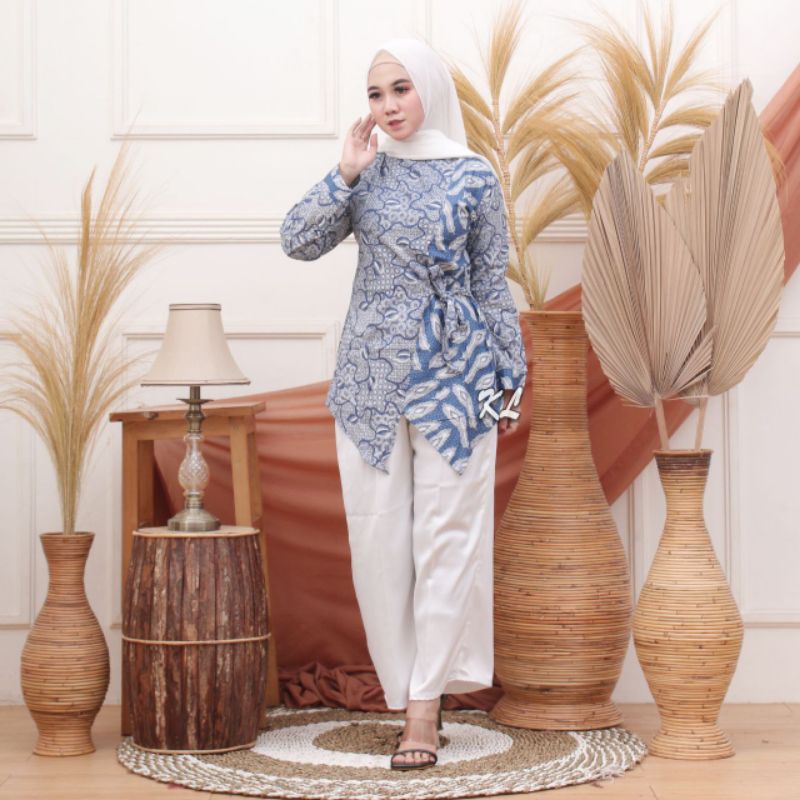 tey-17 Batik wanita ASJ SA HRB026 Kenongo Kemeja Tosca Pendek-225