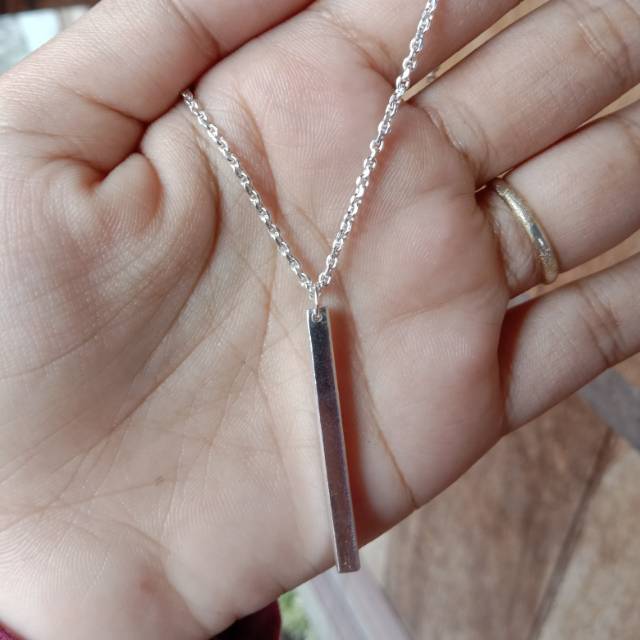 Kalung Liontin balok Cowok Perak Asli Dewasa dan Anak