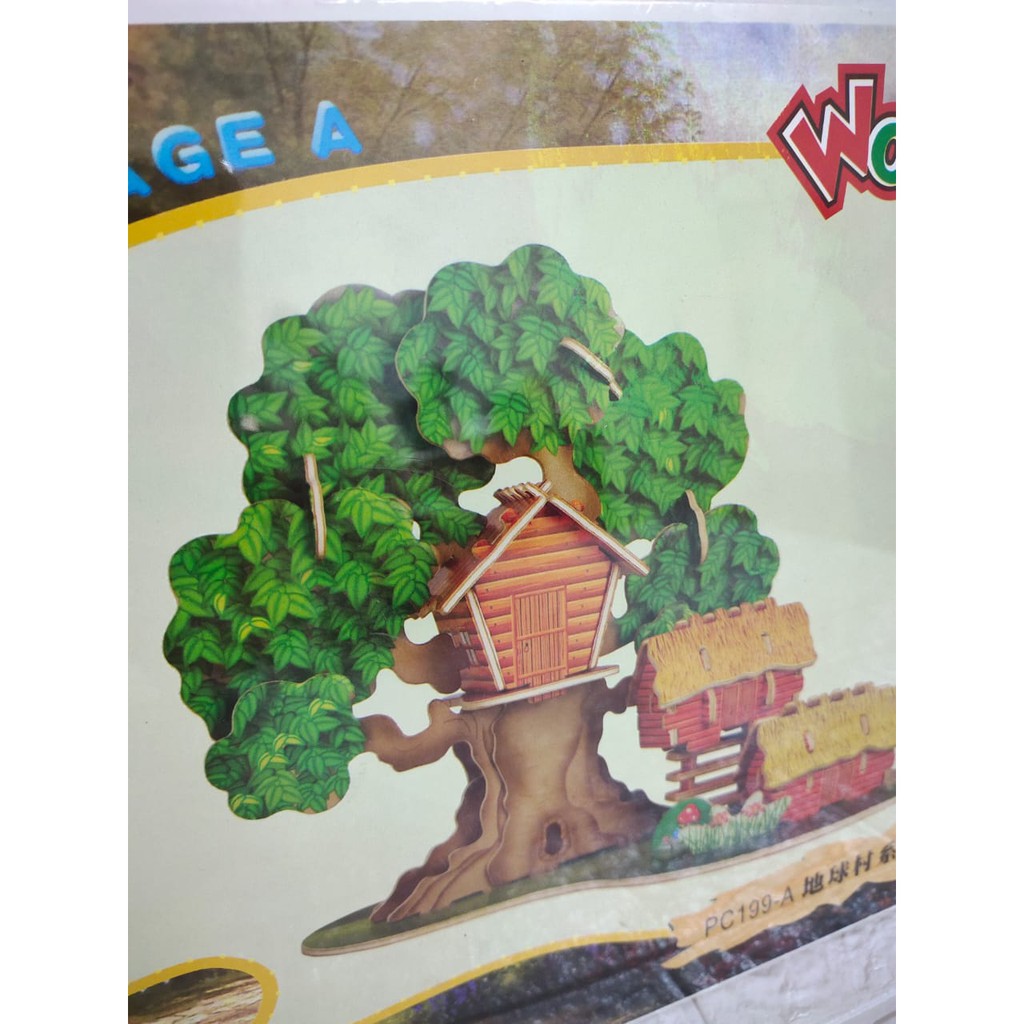 WOODCRAFT CONSTRUCTION KIT RAKIT 3D MODEL GLOBAL VILLAGE A BAHAN KAYU