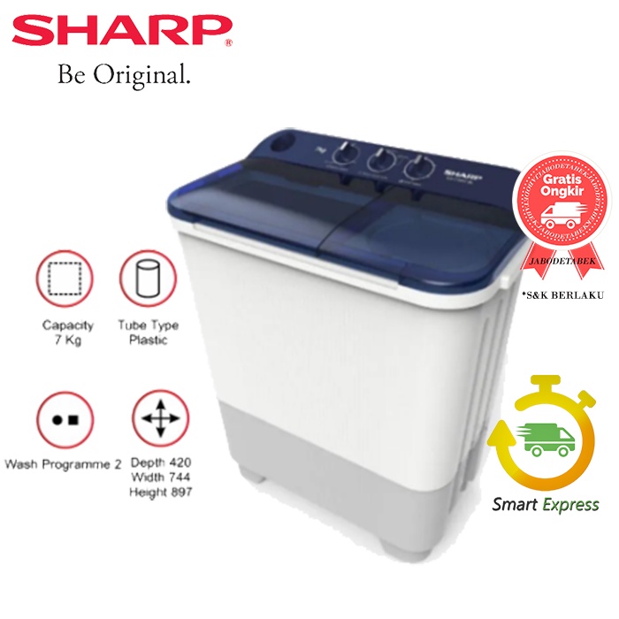 Mesin Cuci SHARP ES-T75 NT / EST75NT / ES-T 75 NT - (2 TABUNG / 7 KG / TRANSPARAN)