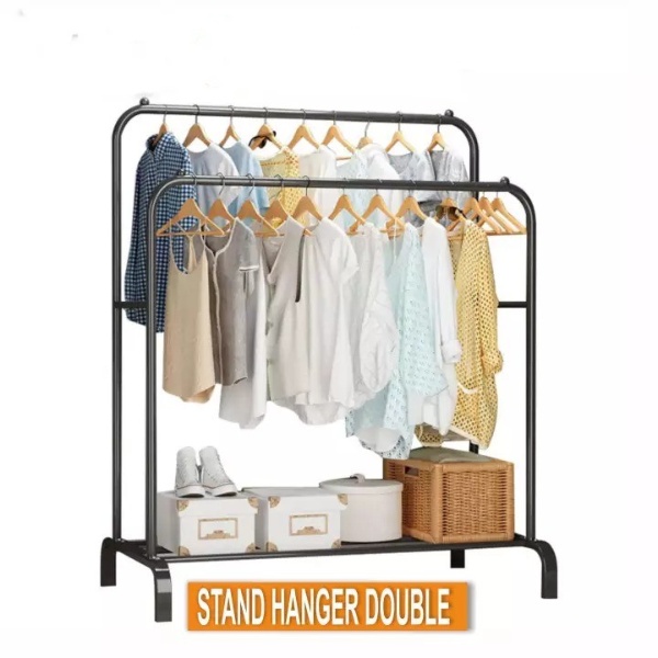 Barnik88 Gawang Baju Stand Cloth Hanger Double Gantungan Baju Stand Hanger Gawang Double Rack - BARNIK88