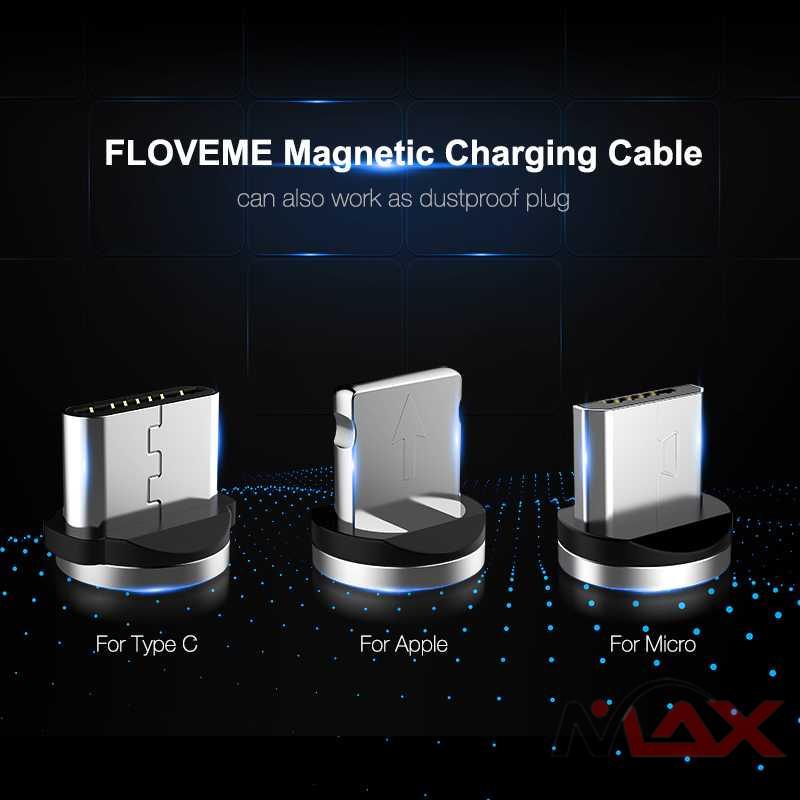 Floveme Kabel Charger Magnetic USB Type C 1 Meter Charging phone HP mobil handphone aksesoris phone FLOVEME Magnetic Cable 1m Braided Mobile LED Type C Micro USB Magnet Charger Cable For Apple iPhone X 7 8 6 10 Xs Max XR Samsung