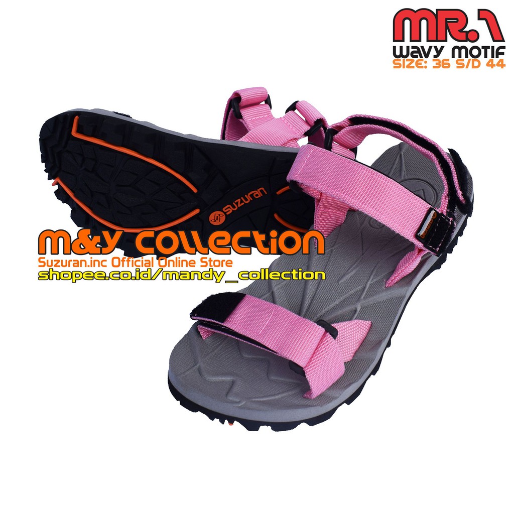 SUZURAN Sandal Edge Grey Pink