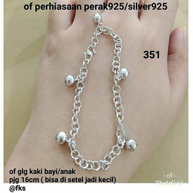 GELANG KAKI ANAK/BAYI PERAK 925 LAPIS EMAS PUTIH 351 GK.