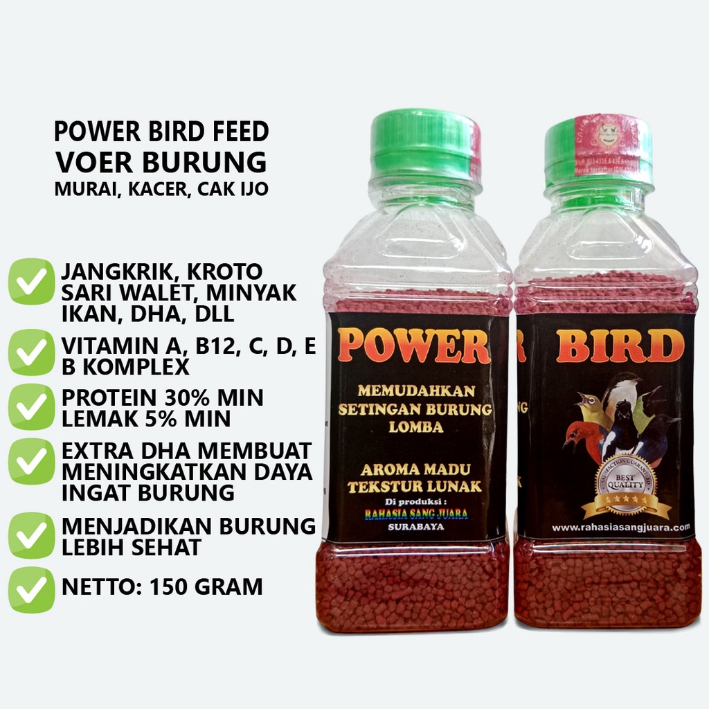 POWER BIRD FEED | PAKAN BURUNG MURAI KACER PLECI CENDET CUCAK IJO VOER BURUNG PROTEIN TINGGI