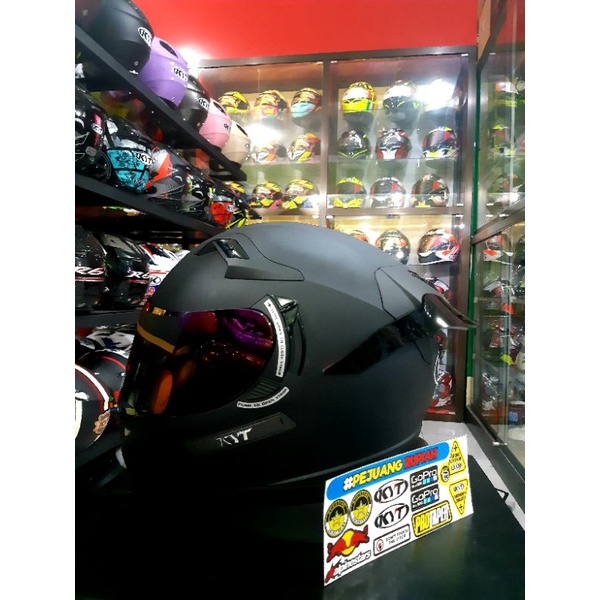 HELM KYT K2RIDER HITAM DOP PAKET GANTENG FREE STICKER VISOR-3