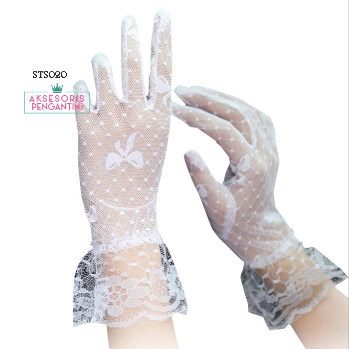 [STOCK TERBATAS] SARUNG TANGAN RENDA PUTIH AKSESORIS PENGANTIN WANITA STS020