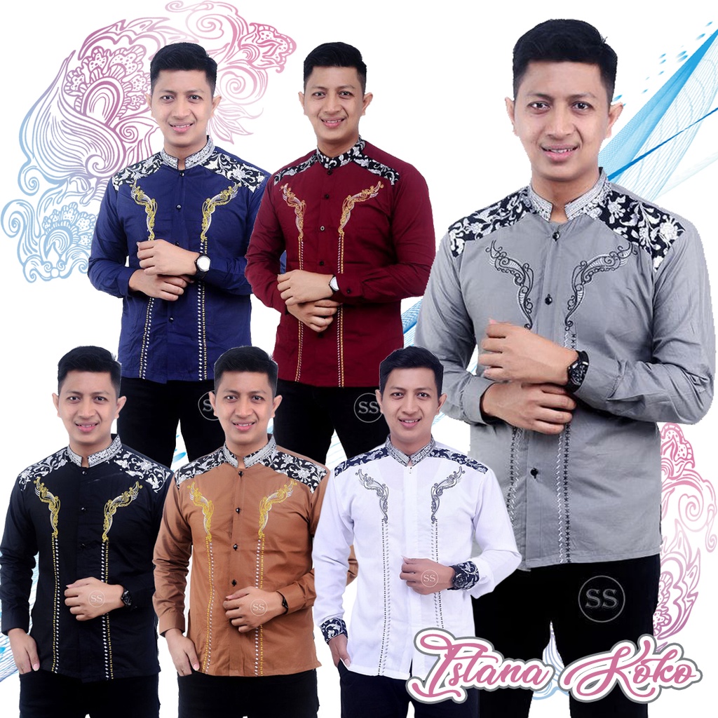 KOMBINASI KOKO KURTA LENGAN PANJANG BORDIR EMAS