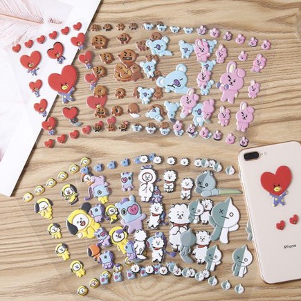 

KIANDAA SS0040 Sticker BT21 BTS Stiker Sheet Timbul 3D DIY Bubble Kpop Korean Style KIANDA