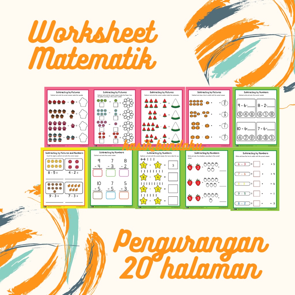 WORKSHEET ANAK 4 5 6 TAHUN MATEMATIKA TK B AKTIVITAS BERHITUNG ANAK BELAJAR PENGURANGAN LEMBAR KERJA