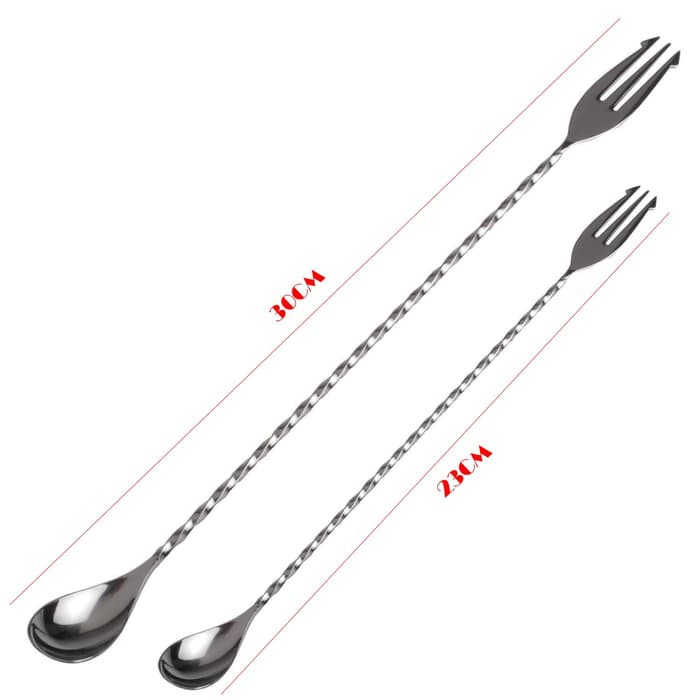 30cm Trident Bar spoon / Pengaduk minuman Stainless Steel 30cm