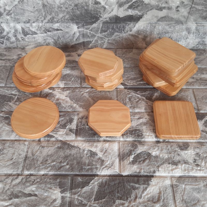 Tatakan Gelas / Coaster Kayu Bahan Kayu Pinus