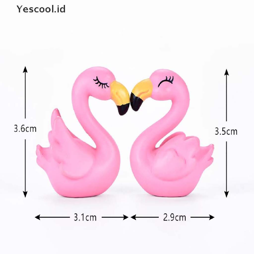 1 Pasang Miniatur Flamingo Bahan Resin Untuk Bonsai