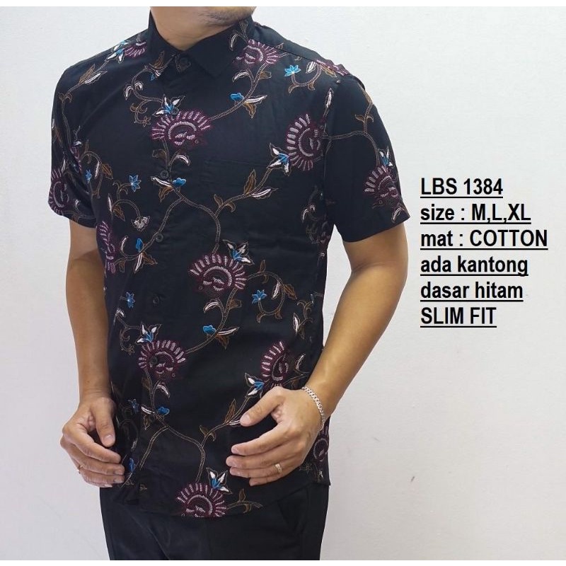 BAJU KEMEJA BATIK SLIM FIT LBS985 CUTTING LENGAN PENDEK SLIMFIT LUIGI BATANI