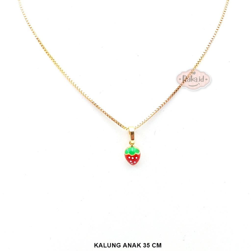 Kalung Anak Rantai Italy Bandul Strawberry Merah Perhiasan Cantik Anak 1016