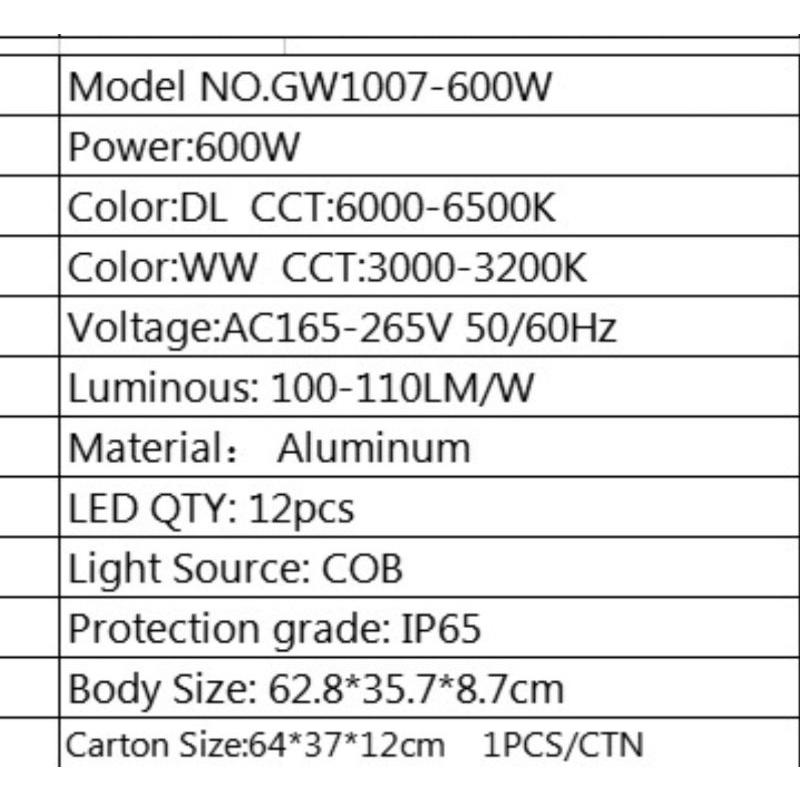 Lampu Sorot Tembak Led COB 600 Watt 600W